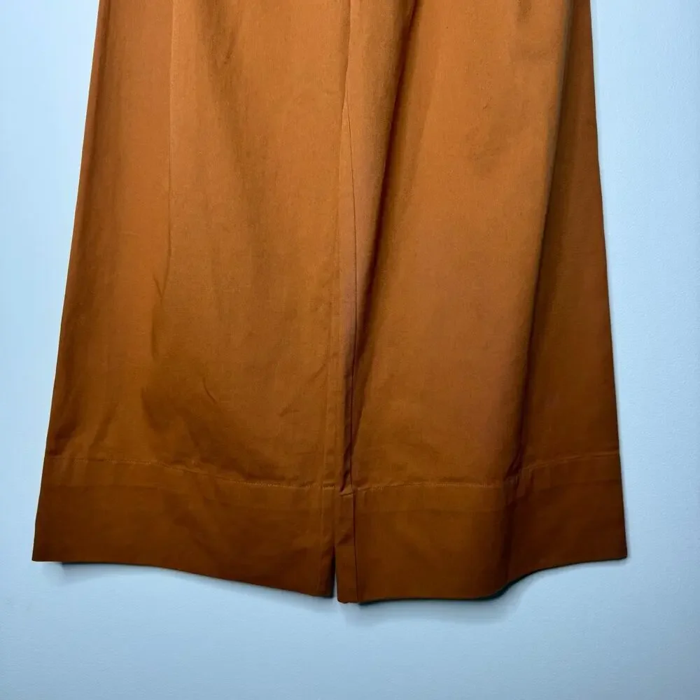 Juliette Fabbri Wide Leg Pleated Cotton Pants Rust Orange Size 1 / Small